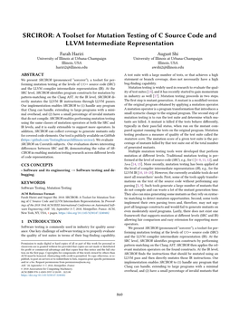 SRCIROR: a Toolset for Mutation Testing of C Source Code and LLVM Intermediate Representation