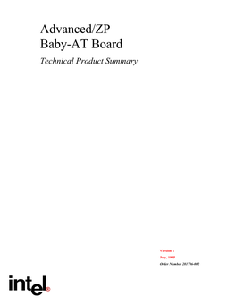 Intel Advanced/ZP Baseboard Features the Pentiumâ Processor in a Baby-AT Form Factor with Integrated I/O