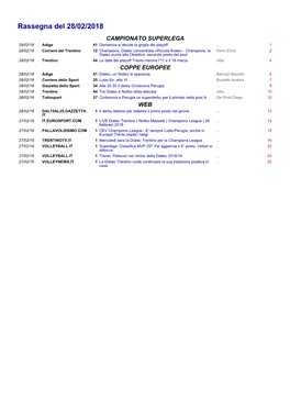 Rassegna Del 28/02/2018