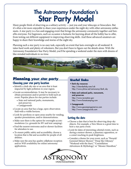 The Astronomy Foundation Star Party Model