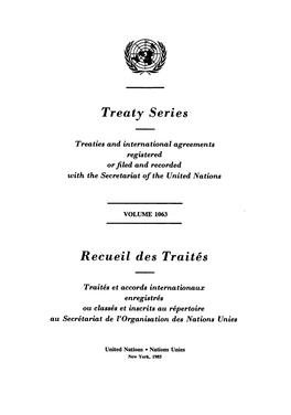 Treaty Series Recuei Des Trait6s