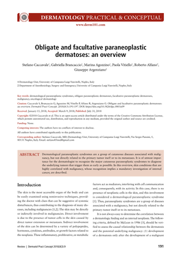 Obligate and Facultative Paraneoplastic Dermatoses: an Overview