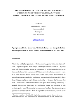 The Rise and Fall of the Europeanisation of British Monetary Policy Over the Last Twenty-Five Years Or So