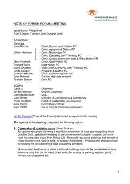 NOTE of PARISH FORUM MEETING Attendees