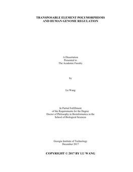 Transposable Element Polymorphisms and Human Genome Regulation