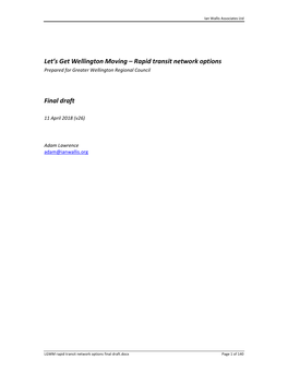 Rapid Transit Network Options Final Draft.Docx Page 1 of 140 Ian Wallis Associates Ltd