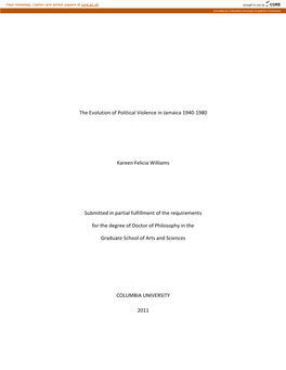 The Evolution of Political Violence in Jamaica 1940-1980 Kareen Felicia