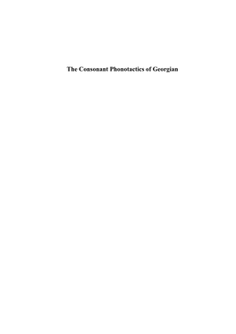 The Consonant Phonotactics of Georgian