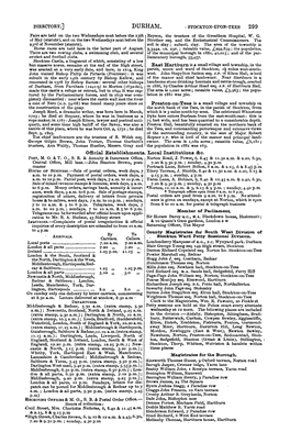 DURHAM. ·STOCKTON-UPON-TEES 299 Fairs Are Held on the Two Wednesdays Next Before the 13Th Rayson, the Trustees of the Greatham Hospital, W'