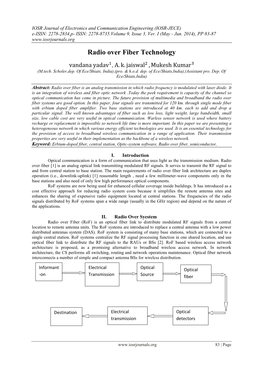 Radio Over Fiber Technology