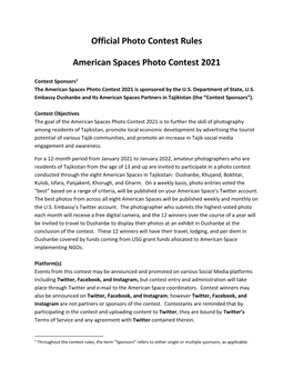 Official Photo Contest Rules American Spaces Photo Contest 2021
