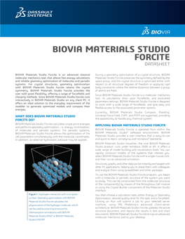 Biovia Materials Studio Forcite Datasheet