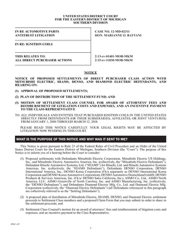 Notice of Proposed Settlements With