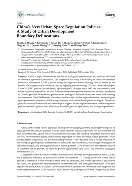 China's New Urban Space Regulation Policies: a Study of Urban Development Boundary Delineations