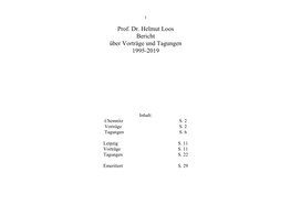 Prof. Dr. Helmut Loos Bericht Über Vorträge Und Tagungen 1995-2019