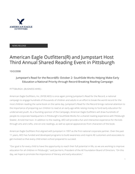 American Eagle Outfitters(R) and Jumpstart Host Third Annual Shared Reading Event in Pittsburgh