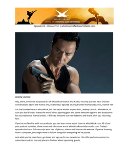 Donnie Yen | Whistlekickmartialartsradio.Com