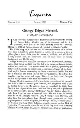 George Edgar Merrick, Tequesta