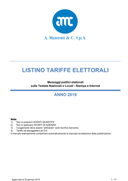 Listino Tariffe Elettorali