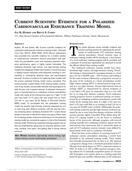 Current Scientific Evidence for a Polarized Cardiovascular Endurance Training Model