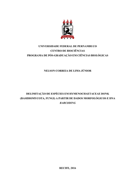 0 Universidade Federal De Pernambuco Centro De Biociências Programa De Pós-Graduação Em Ciências Biológicas Nelson Correia