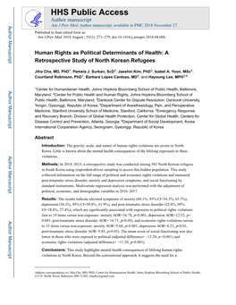 A Retrospective Study of North Korean Refugees