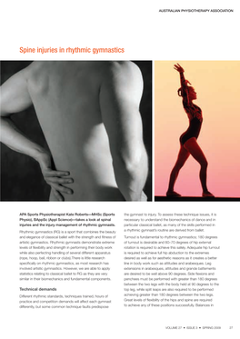 Spine Injuries in Rhythmic Gymnastics