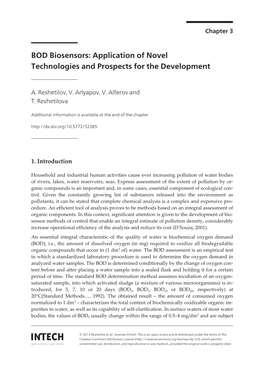 BOD Biosensors: Application of Novel Technologies and Prospects for the Development