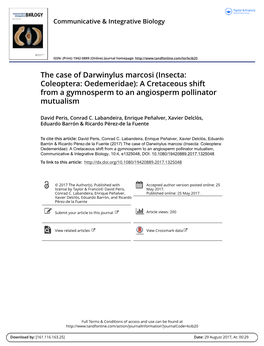 The Case of Darwinylus Marcosi \(Insecta: Coleoptera: Oedemeridae\)