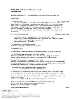 MCDB 150 Global Problems of Population Growth Lecture 2 Notes