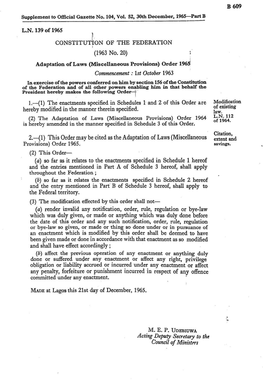 CONSTITUTION of the FEDERATION (1963 No.20)