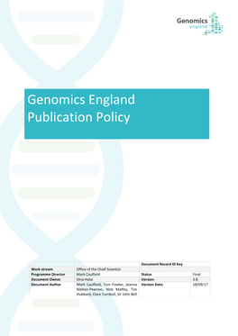 Genomics England Publication Policy