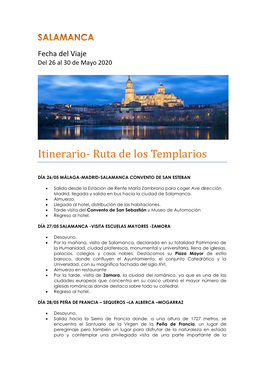 Itinerario- Ruta De Los Templarios