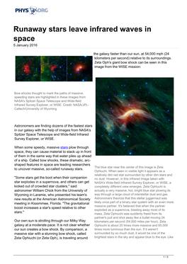 Runaway Stars Leave Infrared Waves in Space 5 January 2016