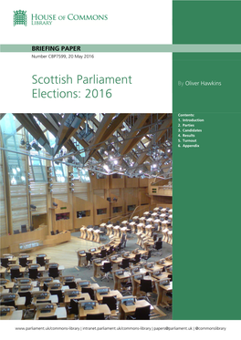 Scottish Parliament Elections: 2016