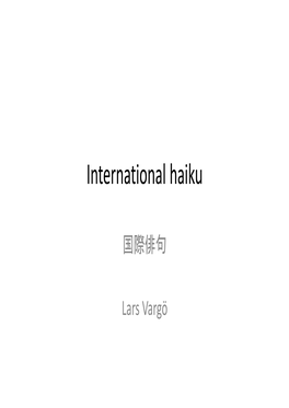 International Haiku