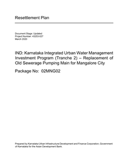 Karnataka Integrated Urban Water Management Investment Program (Tranche 2) – Replacement of Old Sewerage Pumping Main for Mangalore City