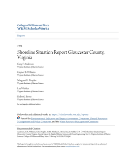 Shoreline Situation Report Gloucester County, Virginia Gary F