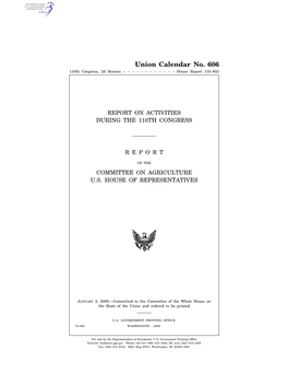 Union Calendar No. 606 110Th Congress, 2D Session – – – – – – – – – – – – House Report 110–933