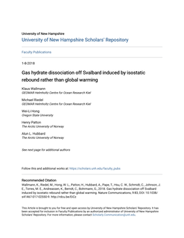 Gas Hydrate Dissociation Off Svalbard Induced by Isostatic Rebound Rather Than Global Warming