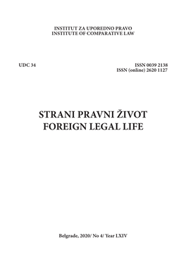 Strani Pravni Život Foreign Legal Life