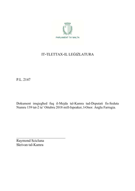 It-Tlettax-Il Leġiżlatura Pl 2147