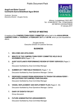 (Public Pack)Agenda Document for Campbeltown Ferry Committee, 09