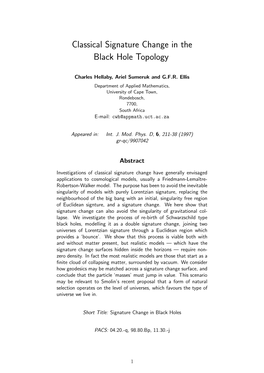 Classical Signature Change in the Black Hole Topology