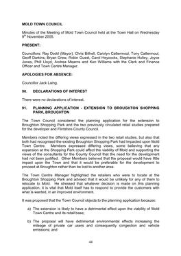 44 MOLD TOWN COUNCIL Minutes of the Meeting of Mold Town