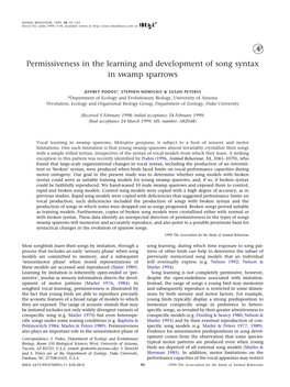 Permissiveness in the Learning and Development of Song Syntax in Swamp Sparrows