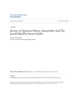 Spinoza's Heresy: Immortality and the Jewish Mind by Steven Nadler William H