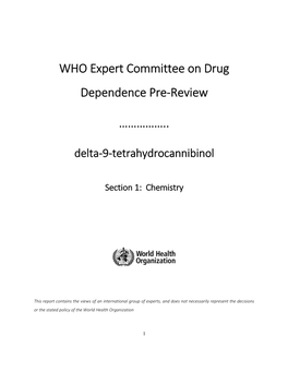 WHO Expert Committee on Drug Dependence Pre-Review