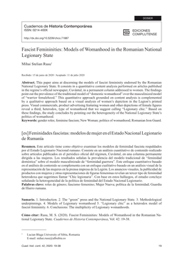 Models of Womanhood in the Romanian National Legionary State