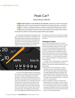 Peak Car? - - Ing Course